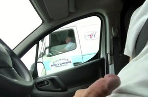 Woman flashing truckers pics