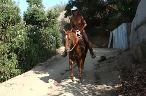 Nude horseback riding